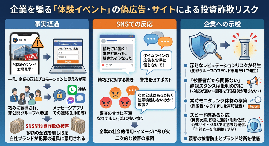 企業を騙る「体験イベント」の偽広告・サイトによる投資詐欺リスク-1