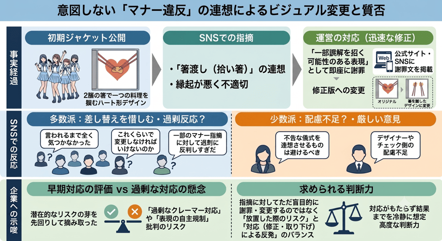 意図しない「マナー違反」の連想によるビジュアル変更と賛否-1