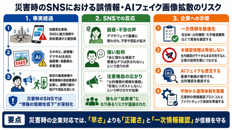 災害時のSNSにおける誤情報・AIフェイク画像拡散のリスク