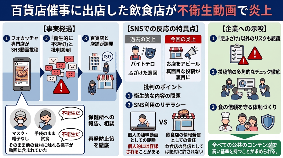 百貨店催事に出店した飲食店が不衛生動画で炎上