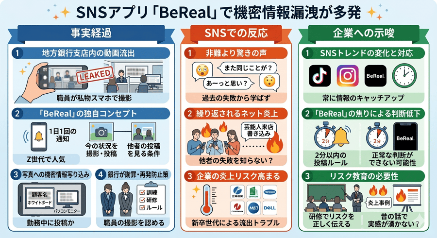 SNSアプリ「BeReal」で機密情報漏洩が多発